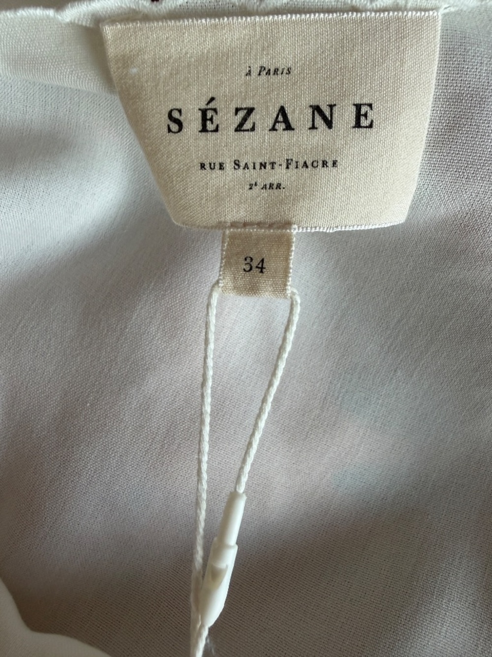 Sezane Palma Top Silk in White Size 2 - Picture 6 of 7